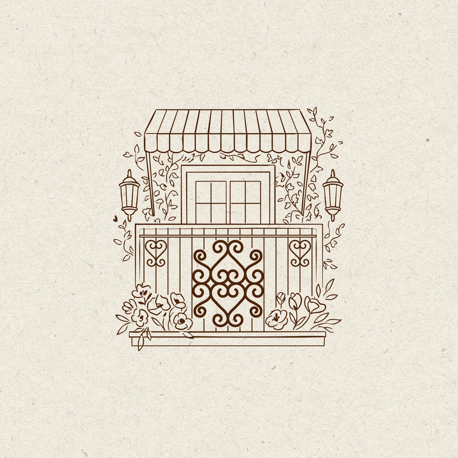 Line drawing of the La Jolla balcony.