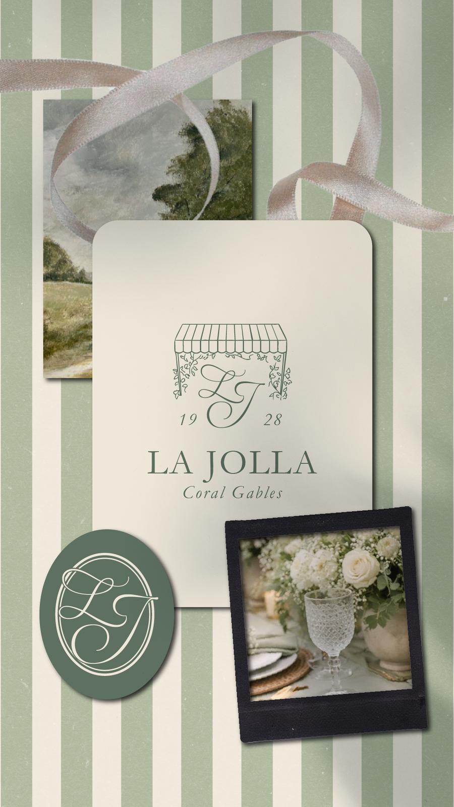 La Jolla stationery arranged with a table detail.