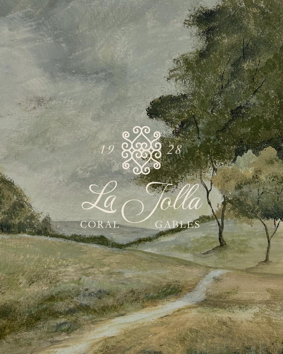 Painted landscape with the La Jolla mark.